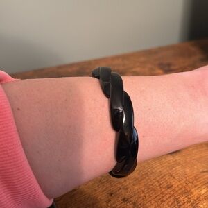 Vintage Plastic Bangle Bracelet, Braided, Scalloped, Retro, Boho